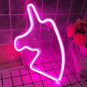 Portable LED Pink Unicorn Neon Light Sign. Battery or USB!